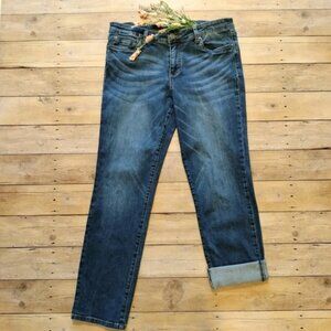 Kut from the Kloth Catherine Boyfriend Cuffed Crop Jeans 12 Mid Rise Med Wash